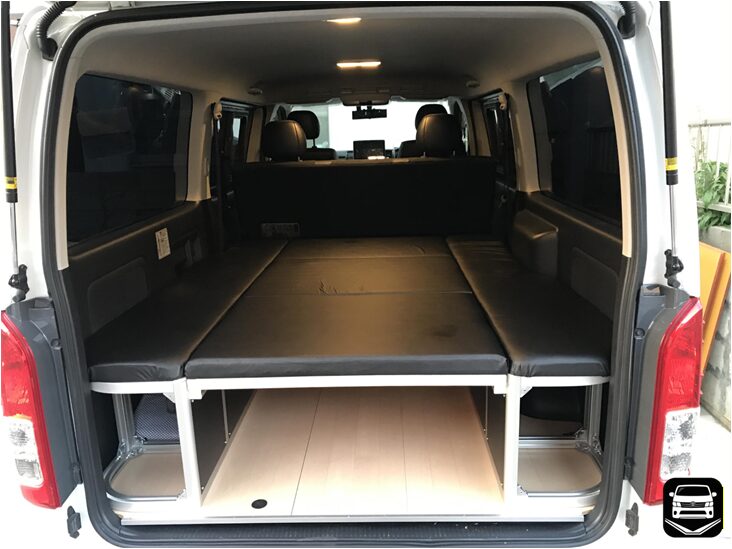ハイエース ベッド DIY フルフラット 収納付き車中泊仕様